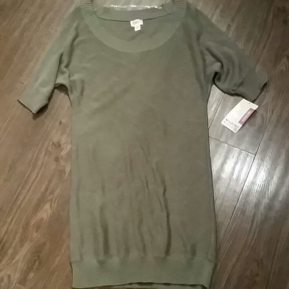 Olive green extra long sweater